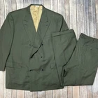 Brioni Double Breasted Wool Suit Set Coat Blazer Pants 50R Mens 36x30 Green