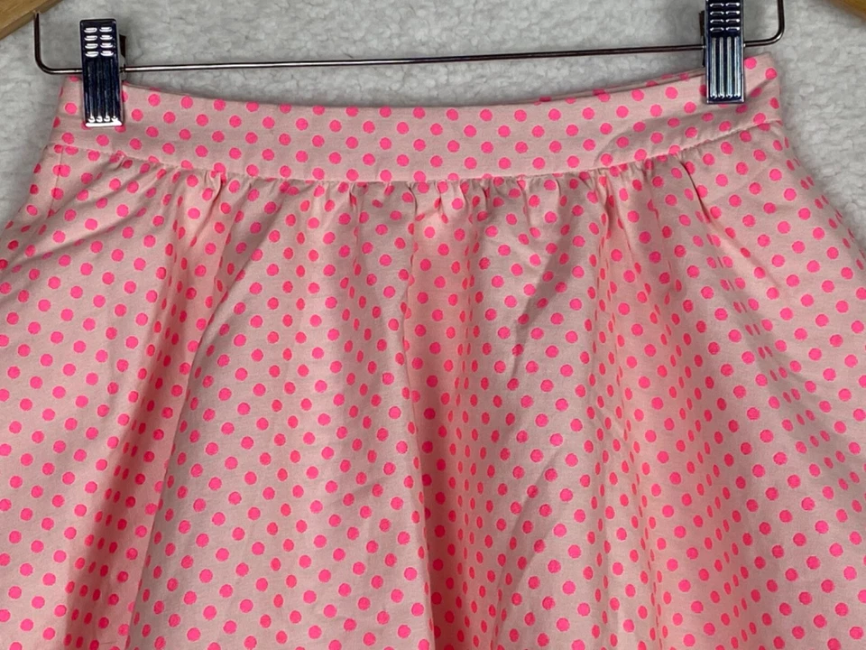 Falda Patinadora Kate Spade Niña 12 Rosa Neón Lunares Forrada Trasera Cremallera Dorada Foto 2 de 4