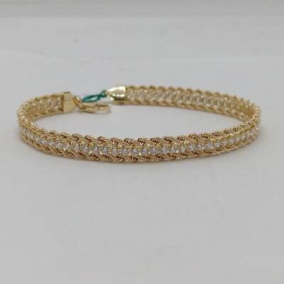DAMEN ARMBAND STRICK SEIL MIT ZIRKONIA IN 18KT GELBGOLD 6,8 GRAMM (8025)