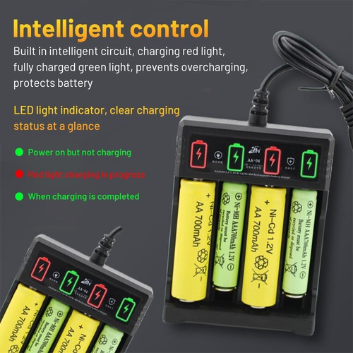 Battery Charger 4 Slot For AA AAA NI-CD NI-MH Rechargeable Batteries - Picture 9 of 13
