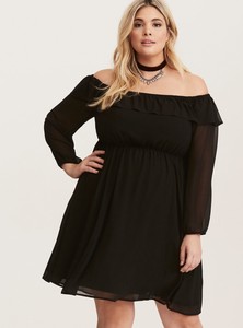 black chiffon skater dress