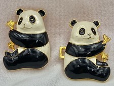 PAIR OF DOREEN RYAN BELT BUCKLES PANDAS