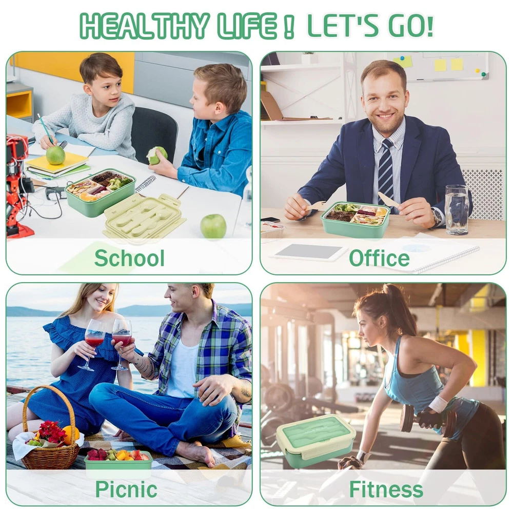Bento Lunch Box for Kids Bento Box Adults Lunch Box Leak-proof for Kids Toddl...