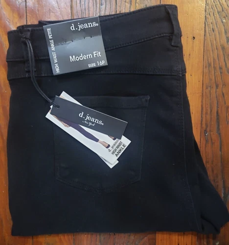D. Jeans Women's Size 16P High Waist Ankle Pant 16 Petite Modern Fit BLACK NWT