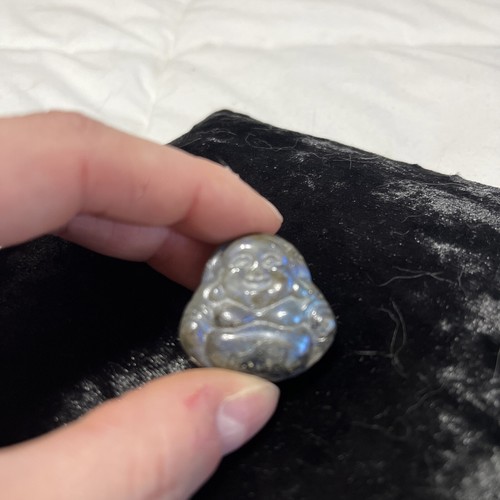 Labradorite Smiling Buddha Carved Crystal Healing Stone Reiki Sage Goddess