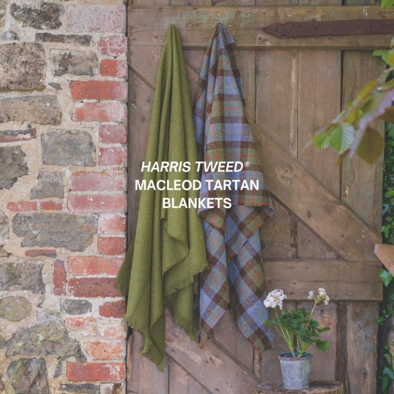 Harris Tweed MacLeod Tartan Pure Wool Large Throw Blanket