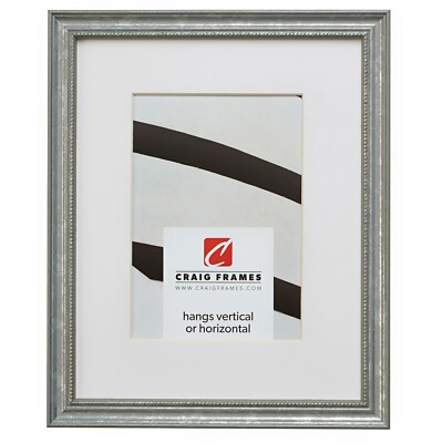 Craig Frames Stratton, .75'' Beaded Aged Silver Wood Picture Frame With a Mat