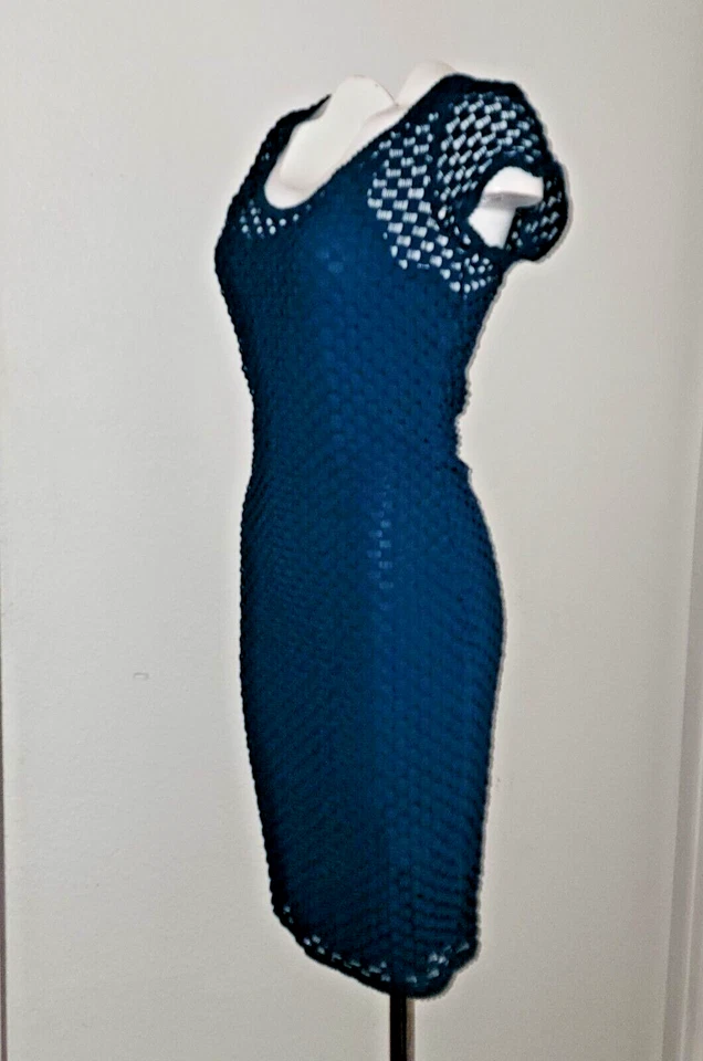 Vestido de ganchillo Tracy Reese para mujer talla M verde azulado con tirantes Foto 2 de 4