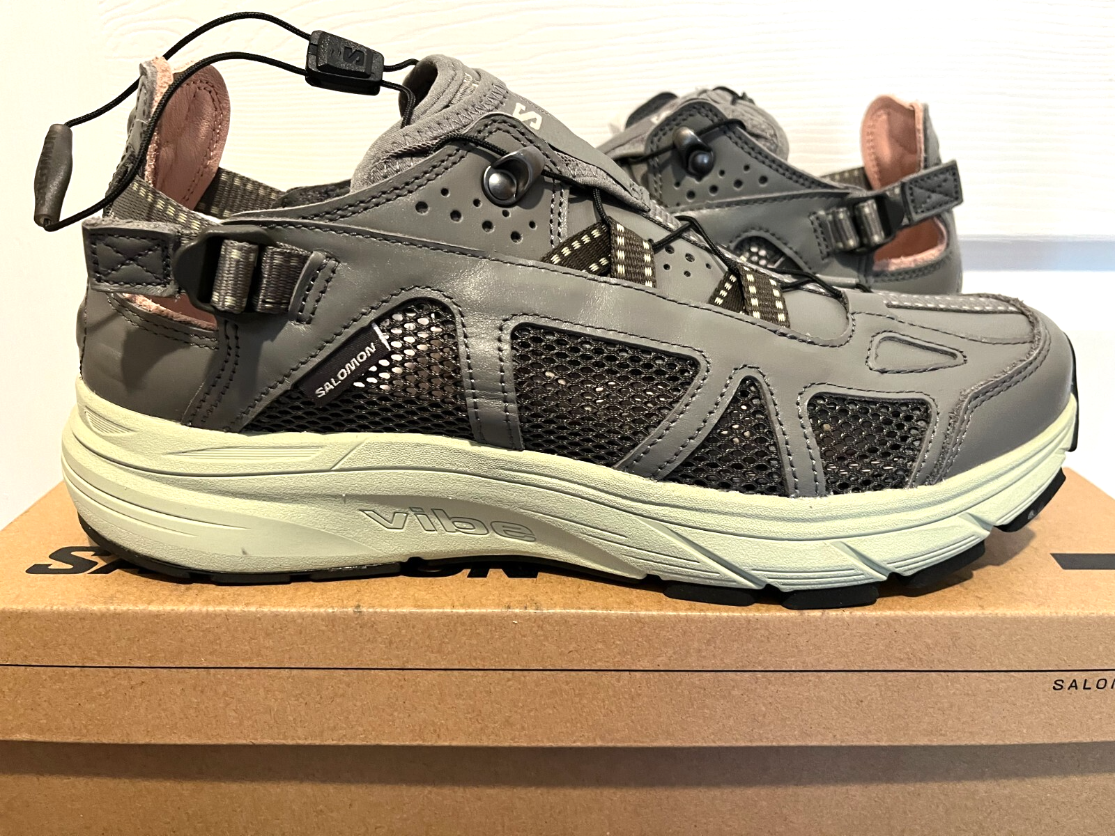 Scarpe Salomon uomo pelle techsonic grigio peltro nuove con scatola 10 5