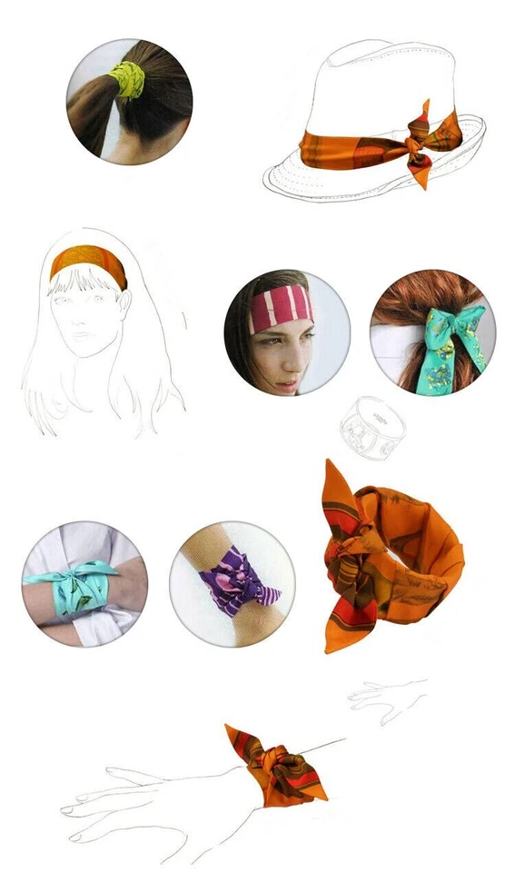 Twilly Schal Band Tasche Henkel Halstuch seidenähnlich Twill Satin Hals Haarschmuck - Bild 4 von 4