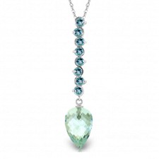 14K. GOLD NECKLACE WITH POINTY BRIOLETTE DROP BLUE TOPAZ