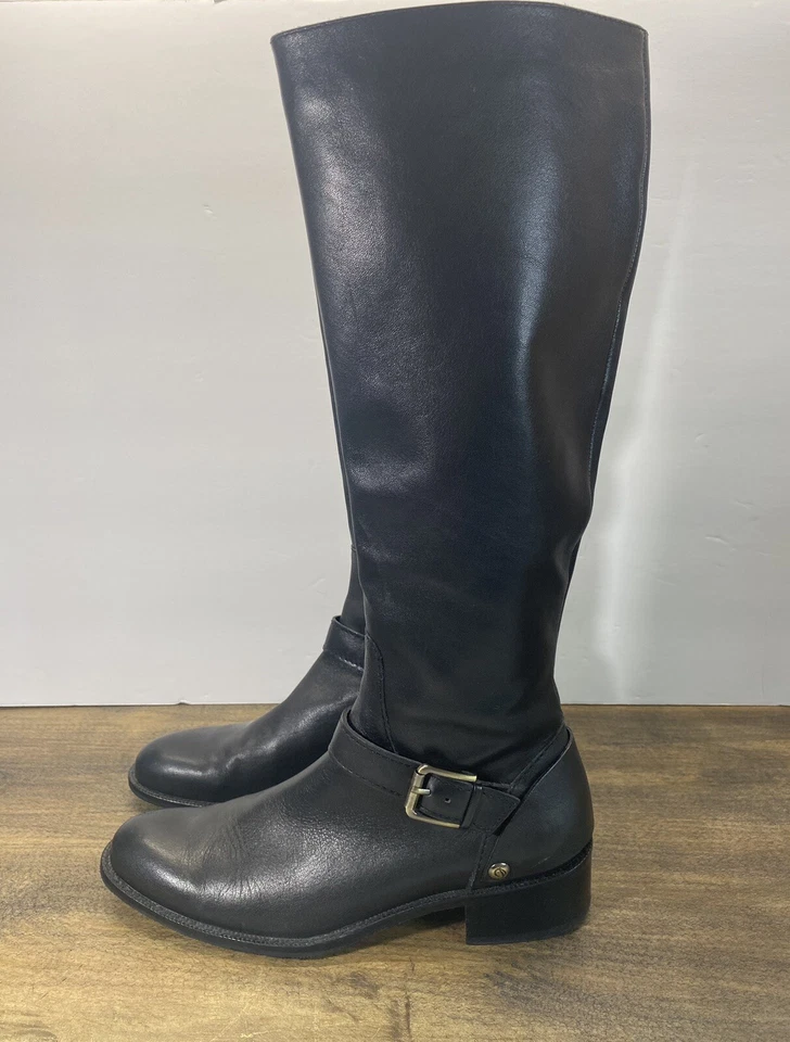 DELMAN SOAR 黑色皮革高设计师及膝骑行靴 7 — 第 2/4 张图片