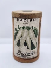Vintage Barteldes White Icicle Radish  Seeds Cardboard Canister Container KS, CO