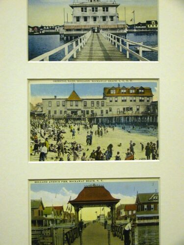 3 Old Matted Post Cards ROCKAWAY YACHT CLUB BATH & PIER - Picture 1 of 11