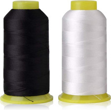 T70 69 Bonded Nylon Sewing Thread - 1500 Yard Spool - White Black 2PCS