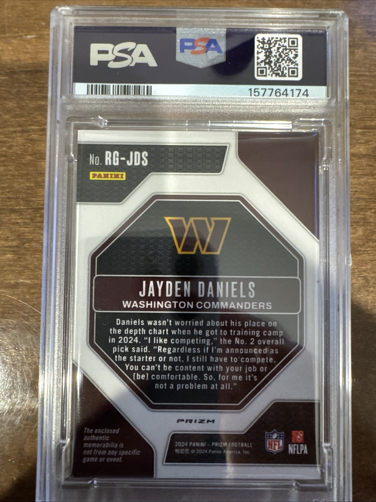 2024 Prizm Rookie Gear - Jayden Daniels #RGJDS PSA 8 (RC) view 2