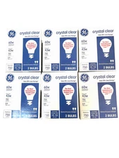 12 Bulbs 6 Pack Light Bulbs GE Clear Glass 43watt equivalent to 60w Dimmable A19