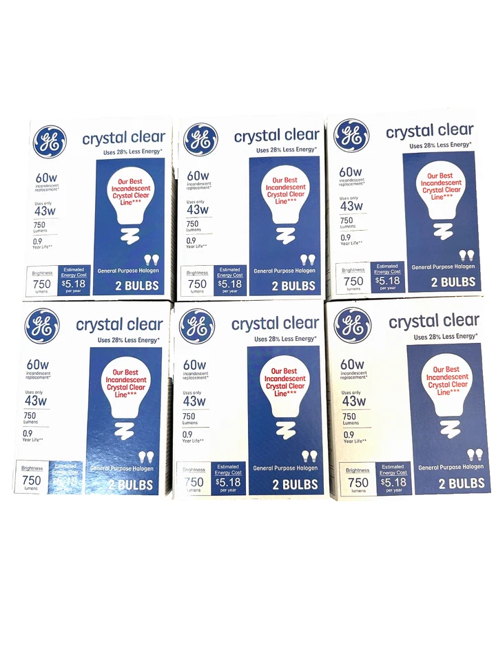 12 Bulbs 6 Pack Light Bulbs Decorative & ceiling fan GE Glass Dimmable Classic - Image 2 of 4