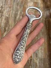 Antique Frank Whiting Sterling Silver Bottle Opener Art Nouveau Lily Flower ASis