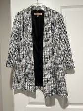 Nipon Boutique Size 8 White and Black Open Blazer Long 3/4 Sleeve EUC Lined