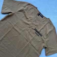 Essentials Fear Of God Style Tan Baseball Henley Shirt Mens XL Streetwear Tee