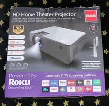 RCA Smart HD Home Theater Projector,  Roku Express+, RPJ133 Brand New Halloween