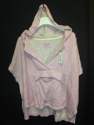 NWT Natural Reflections Breeze Knit Short-Sleeve Beach Cover Up Hoodie XXL Pink