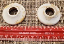 VIntage Porcelain Escutcheon Cover Sink Pipe Plate White Salvage Needs Cleaning