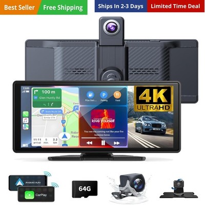 Wireless Carplay Screen for Car 10.26'' 4K 360 Rotation Dash Cam Carplay&Andro...