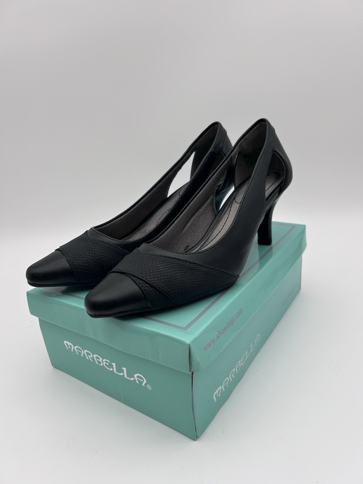 Marbella Sophia Black Pointed Toe Flex Heels Women’s Size 6.5 Business Casual Shoes-image