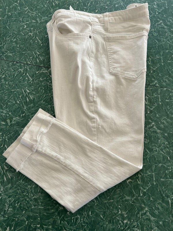 NEW Lee Riders Jeans Womens 16 White Indigo Fringe Cuff Boyfriend Crop Stretch