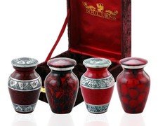 Small Keepsake Urns for Human Ashes Set of 4 Elegant Ruby Red Mini Urns for...