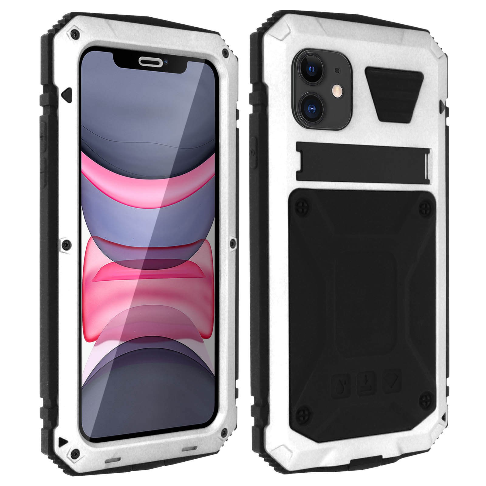 Coque iPhone 11 Protection Intégrale Tank Series Argent - Étui Hybride Antichoc Extérieur Robuste