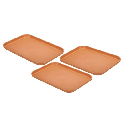3Pcs Plastic Fast Food Serving Tray 9.8'' x 6.7'', Orange