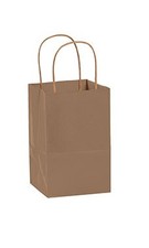 SSWBasics Small Natural Kraft Paper Shopping Bags with Handles - 8"W 4"D