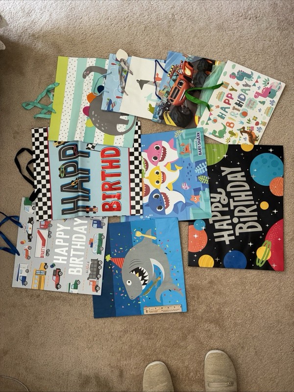 Gift Bags Baby Shark Large Gift Bag 15 X 15” Plus 9 More Nice Kid Gift Bags 10