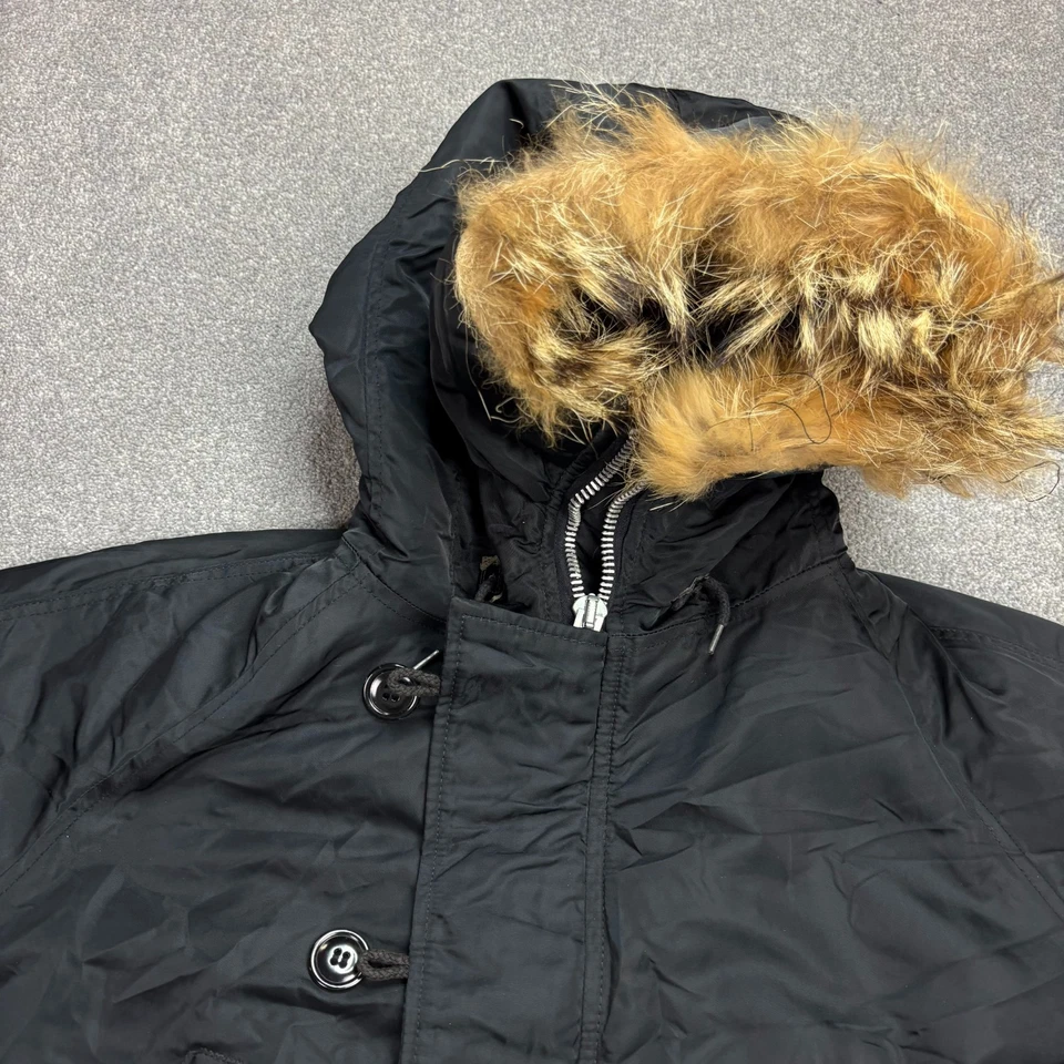 N 3B Jacket Adult Medium Black Army Extreme Cold Parka Snorkel Outdoor Hood Mens - Image 3 of 4