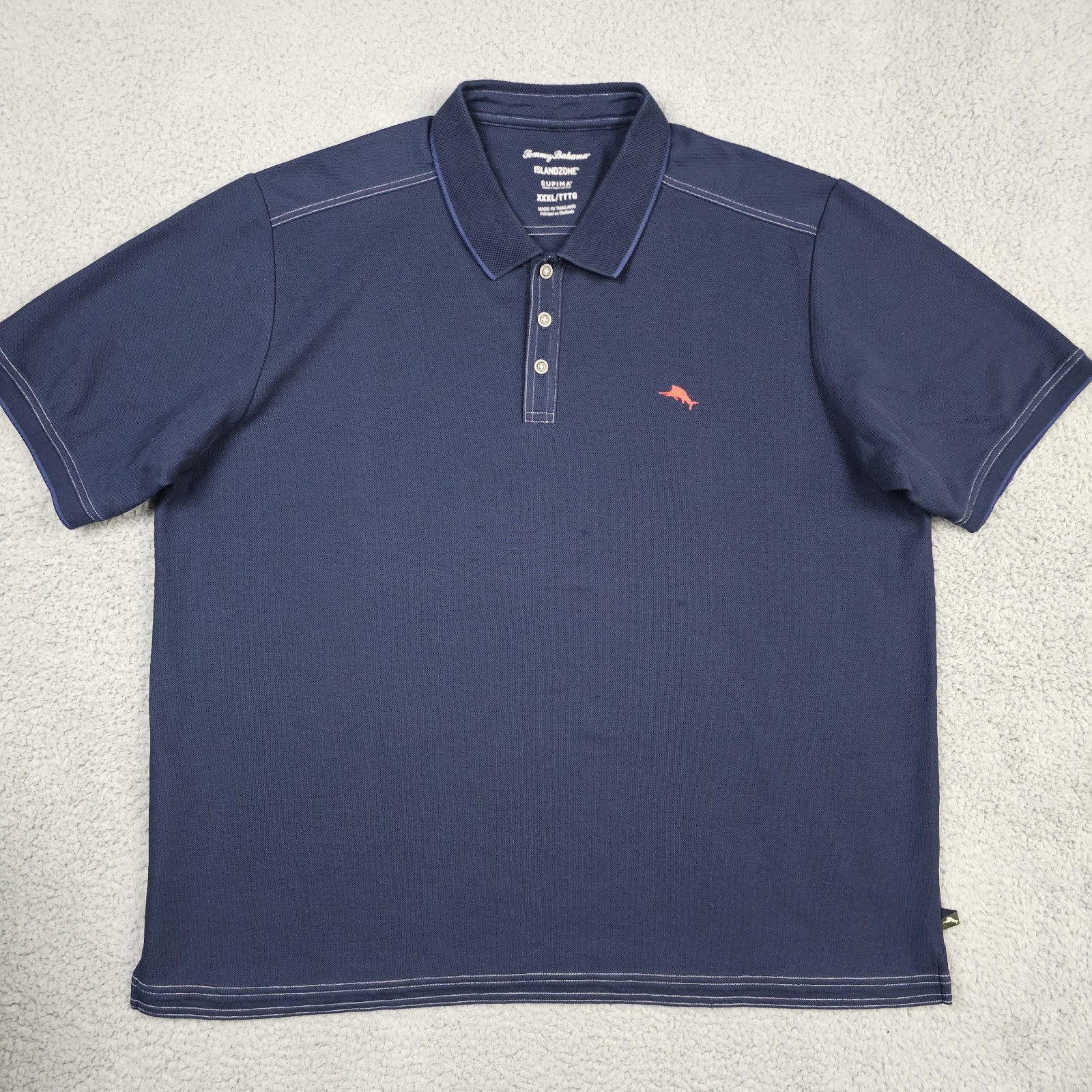 Tommy Bahama Polo Shirt Mens 3XL Navy Emfielder Island Zone Short Sleeve Supima