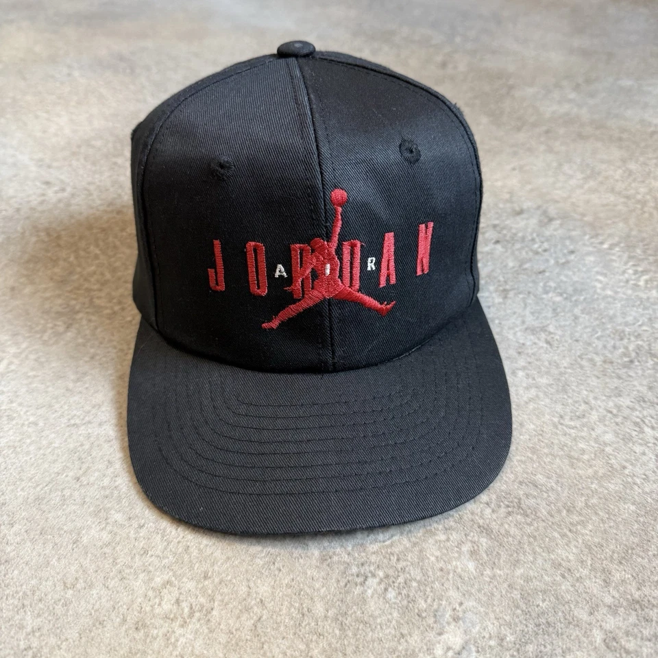 Vintage 90s Nike Jordan Air SnapBack Hat Cap NBA Basketball Bulls 23 Black OSFA - Image 2 of 4
