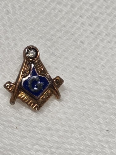 Vtg Masonic Freemason Square Compass Gold Tone Lapel Pin Sterling Silver
