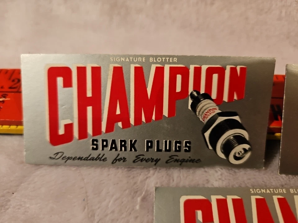 Rare Lot Vintage Champion Spark Plugs Ink Blot Blotter Cardboard 3 Piece Lot - Image 3 of 4