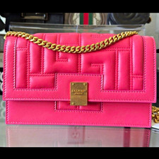 Balmain Pink Quilted Envelope Chain Wallet Clutch for Women