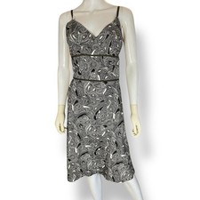 LOFT Ann Taylor Brown White Paisley Print Empire Waist Summer Sun Dress 12