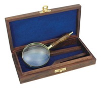 Lupe - VergrößErungsglas -Messing - Mit Holzgriff In Dekorativer Holzbox - 17Cm