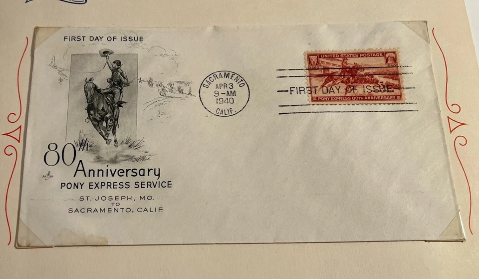 1940 3c Pony Express 80th Anniversary US Stamp (#894) - FDCs & Stamps - ArtCraft - Image 4 of 4