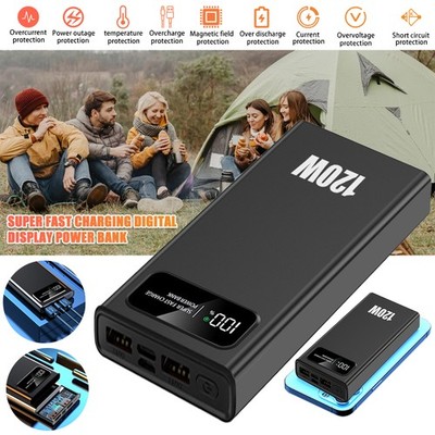 Portable Power Bank 120W 50000mAh Fast Charging Battery Smart Display for Phone