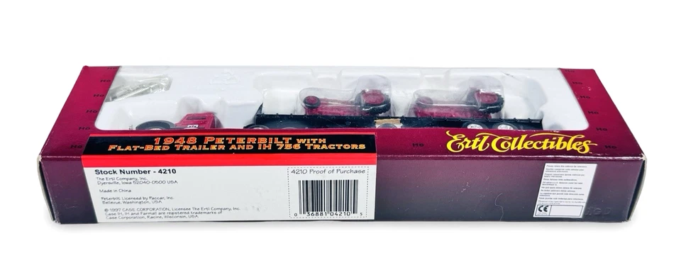 #4210 Ertl HO Collectibles Diecast 1948 Peterbilt plataforma plana con (2) tractores IH 756 Foto 4 de 4