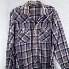 Vintage 70s 80s Levi's Shirt Plaid Long Sleeve Button Up Shirt Medium Made USA