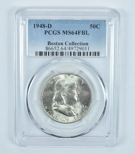1948-D Franklin Half Dollar Boston Collection MS64 FBL PCGS Blue Label
