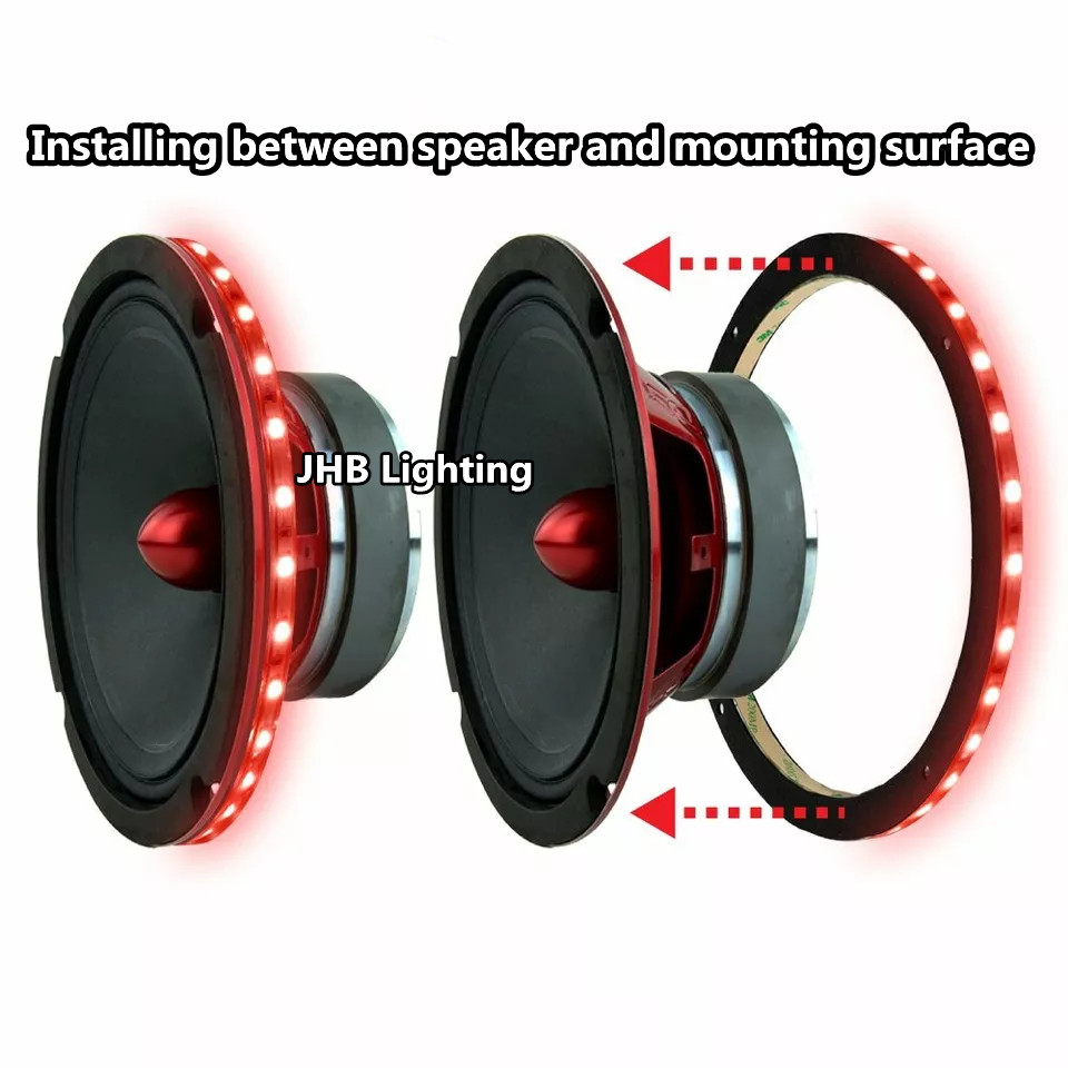 JHB Set (4) 6.5" RGB Color Change Remote APP Subs Sound LED Speaker Rings Light